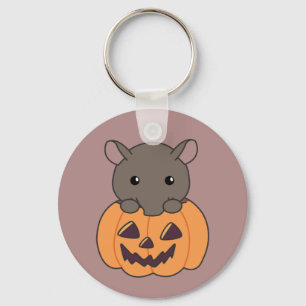Tapir In Pumpkin Cute Tapire Happy Halloween Keych Key Ring