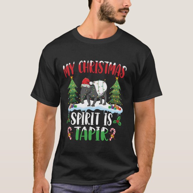 Tapir Wearing Santa Hat Xmas Christmas Spirit Is T T-Shirt (Front)