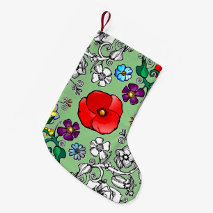 Tapis de fleurs au coquelicot small christmas stocking