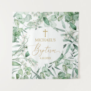 Tapiz  Baptism Eucalyptus greenery backdrop banner Tapestry