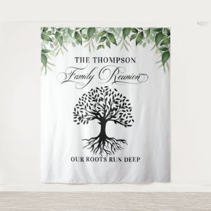 Tapiz Family reunion greenery tree backdrop banner Tapestry