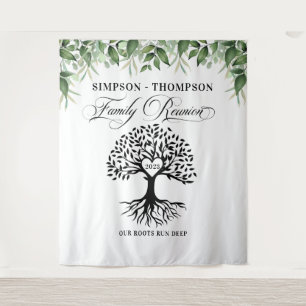 Tapiz Family reunion greenery tree backdrop banner Tapestry