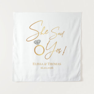 Tapiz She said Yes! Engaged wedding Backdrop banne Tapestry