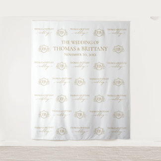 Tapiz Step and repeat backdrop wedding elegant mon Tapestry