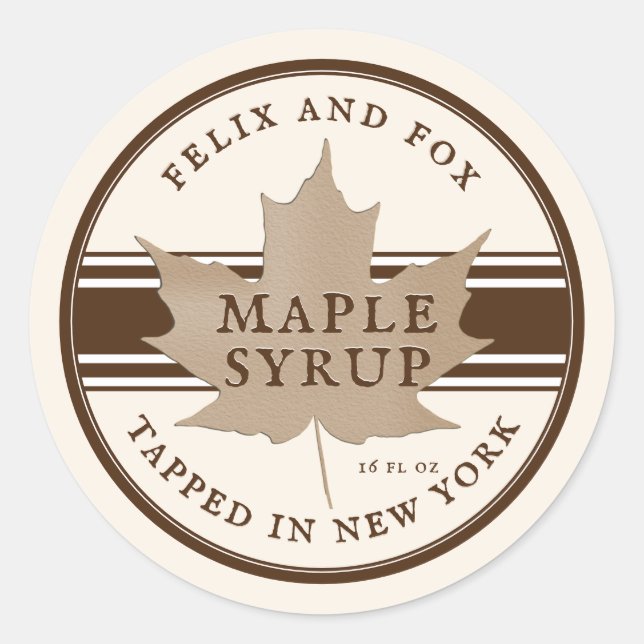 Tapped in New York Maple Syrup Label Antique White (Front)
