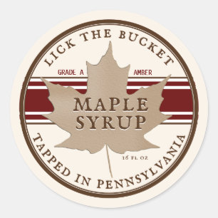 Tapped in Pennsylvania Maple Syrup Kraft Leaf  Cla Classic Round Sticker