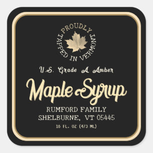Tapped in Vermont Gold Leaf Maple Syrup 1.5" or 3" Square Sticker