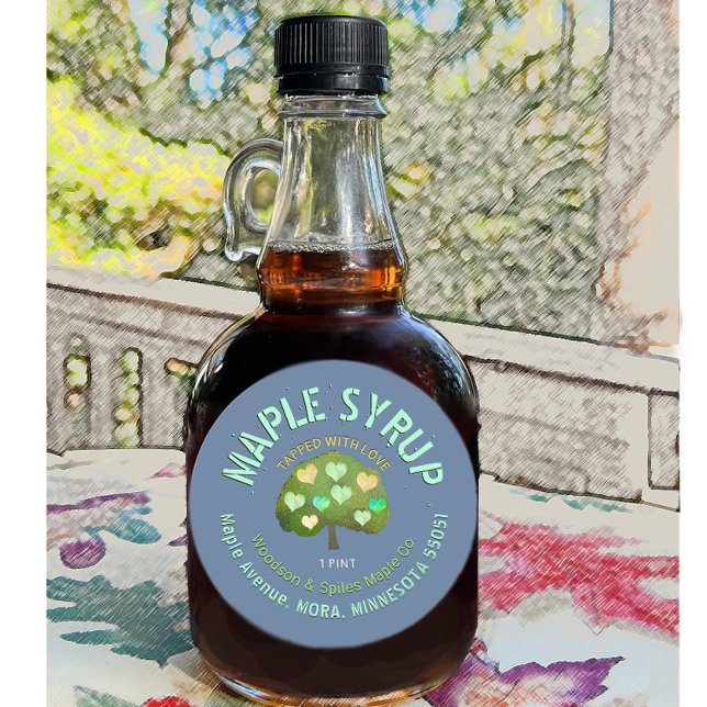 Tapped with Love Maple Syrup Tree & Hearts Classic Round Sticker (Creator Uploaded)