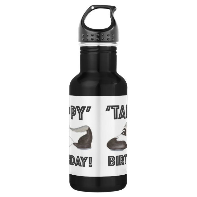 Tappy Birthday Black White Tap Dance Teacher Shoe 532 Ml Water Bottle (Front)