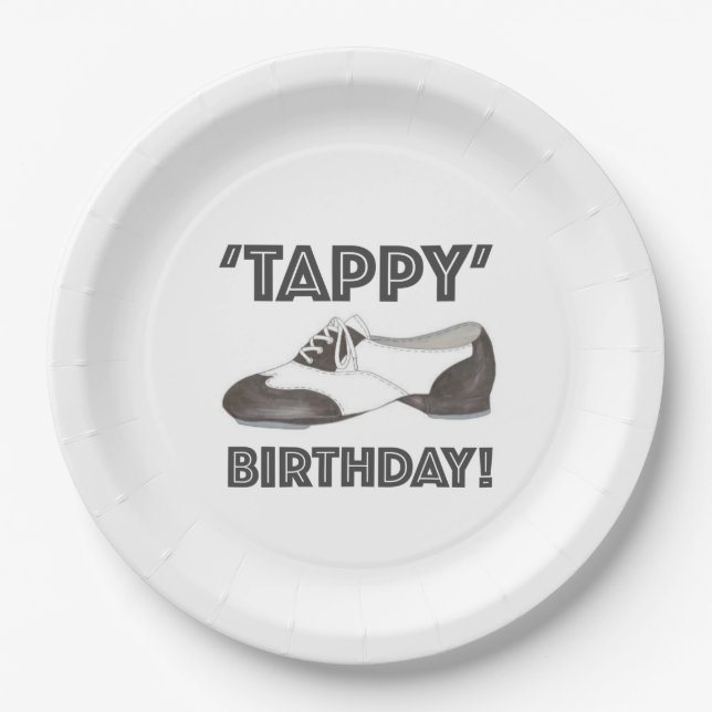 Tappy Happy Birthday Bday Tap Dance Tapdance Shoe Paper Plate (Front)