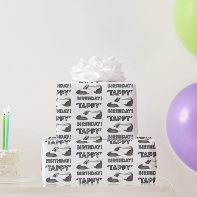 Tappy Happy Birthday Dance Teacher Tap Shoe Dancer Wrapping Paper (Party Gifts)