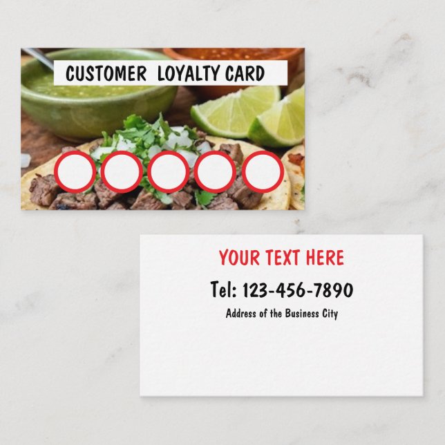 TAQUERIA - CUSTOMER  LOYALTY CARD  (Front/Back)