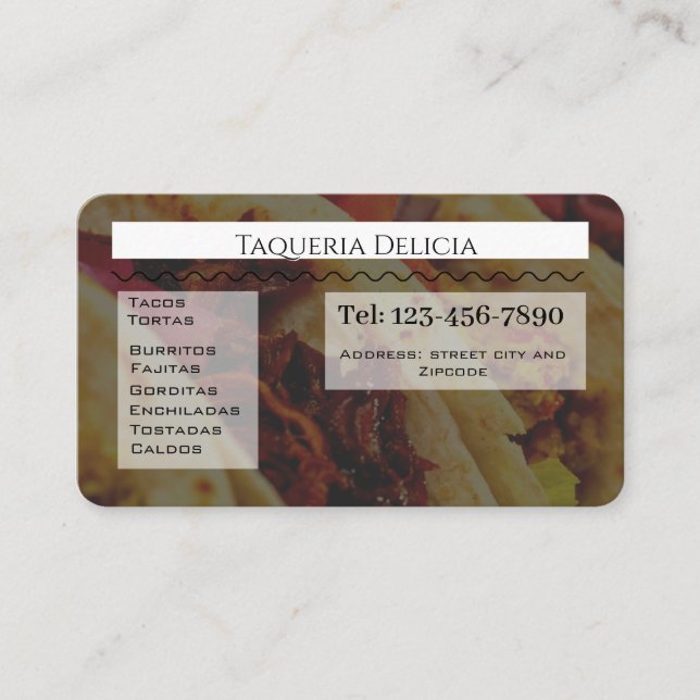 taqueria / restaurant editable card  (Front)