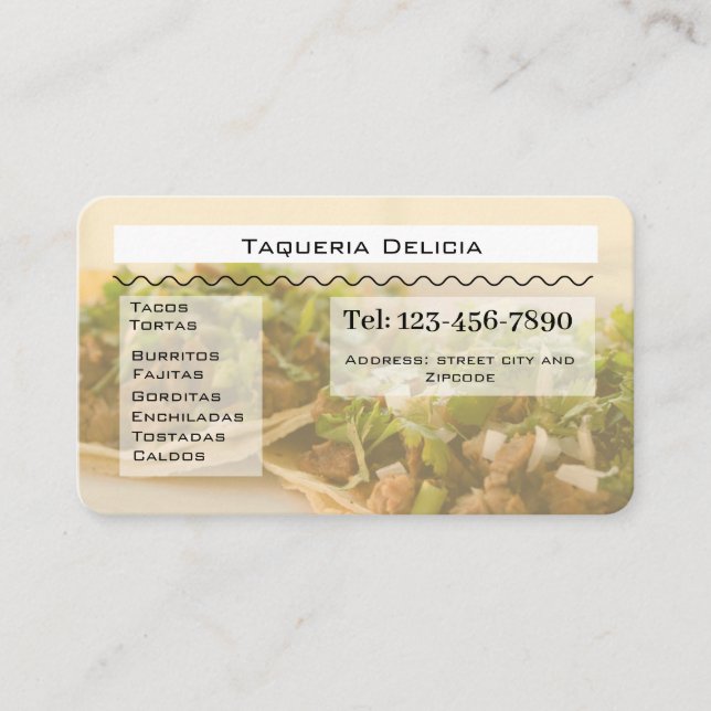 taqueria / restaurant editable card  (Front)