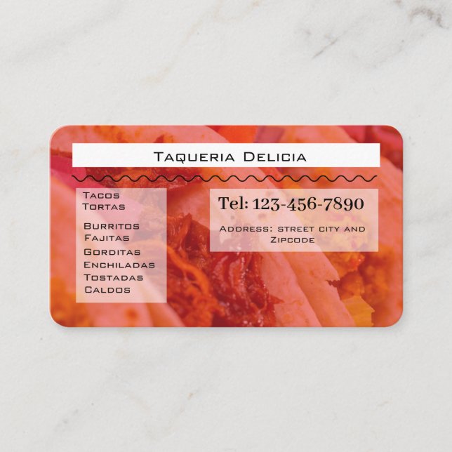 taqueria / restaurant editable card  (Front)