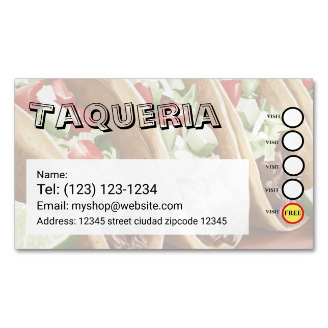 TAQUERIA  services editable   business card (Front)