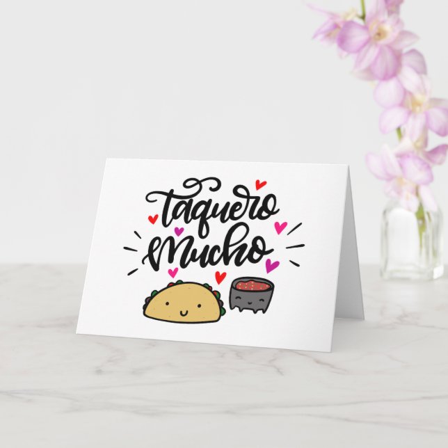 Taquero Mucho, hand lettered Card (Orchid)