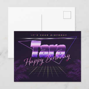 Tara Name Vorname lila Postkarte Geburtstag Postcard