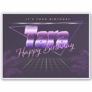 Tara Name Vorname lila retro Sticker Geburtstag