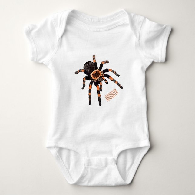 Tarantula cartoon illustration baby bodysuit (Front)
