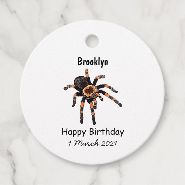 Tarantula cartoon illustration favour tags (Front)