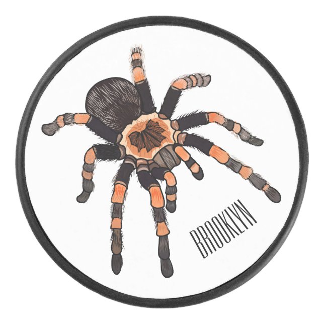 Tarantula cartoon illustration hockey puck (Front)