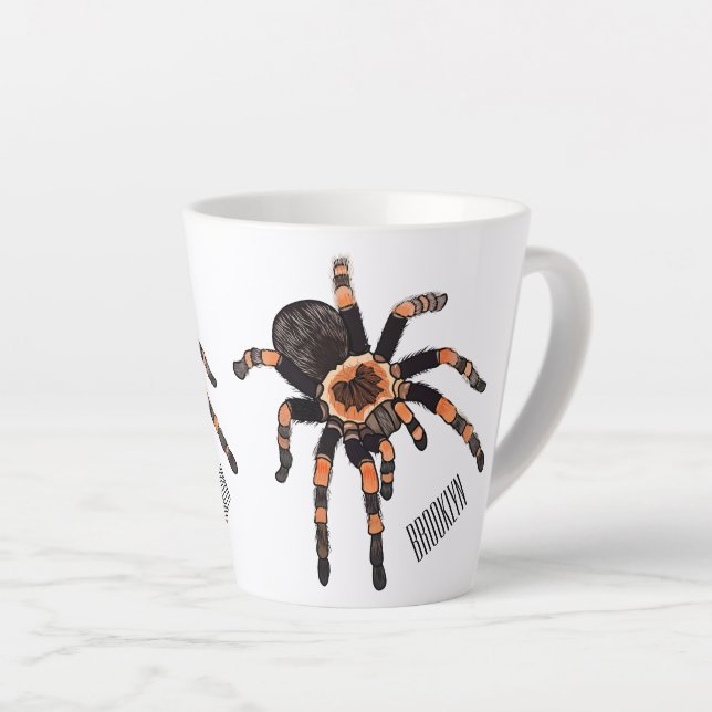 Tarantula cartoon illustration latte mug (Right Angle)