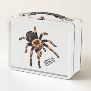 Tarantula cartoon illustration metal lunch box