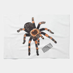 Tarantula cartoon illustration tea towel