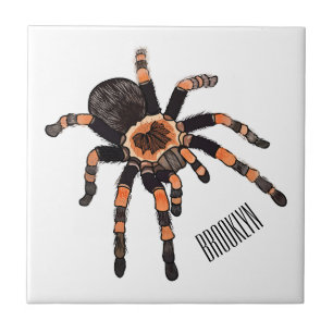 Tarantula cartoon illustration tile