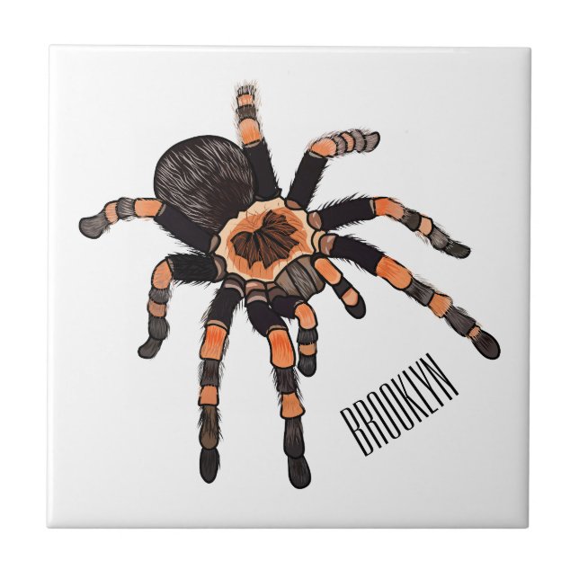 Tarantula cartoon illustration tile (Front)