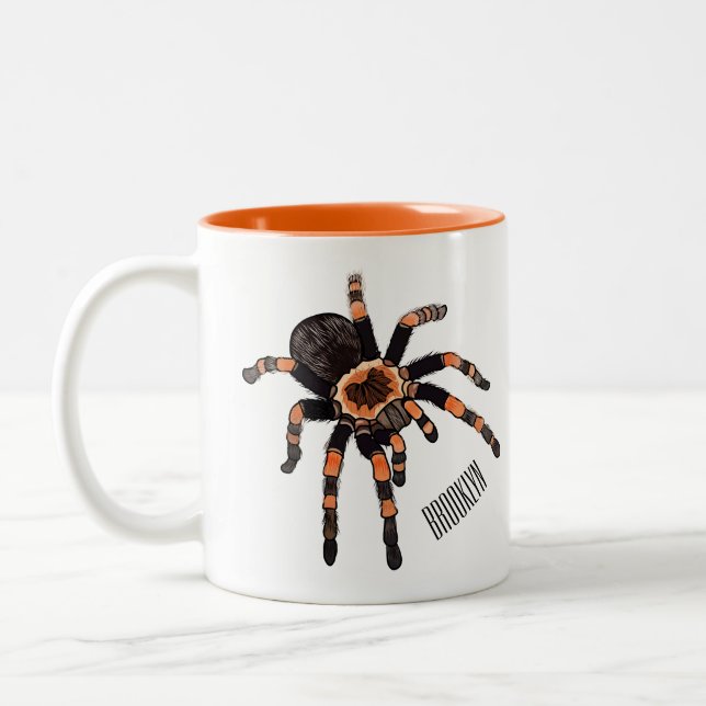 Tarantula cartoon illustration Two-Tone coffee mug (Left)