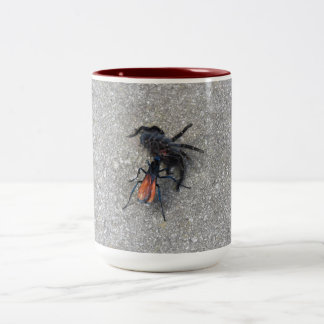 Tarantula Hawk Feeding On A Tarantula Two-Tone Coffee Mug