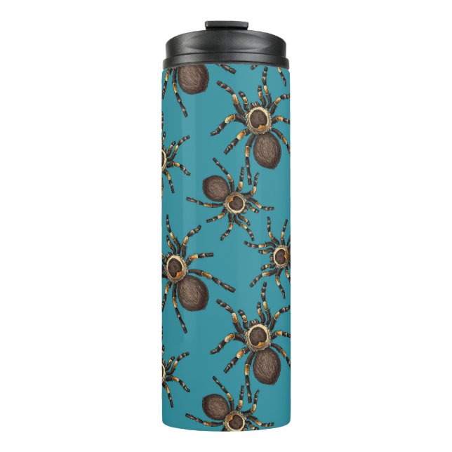 Tarantula on blue thermal tumbler (Front)
