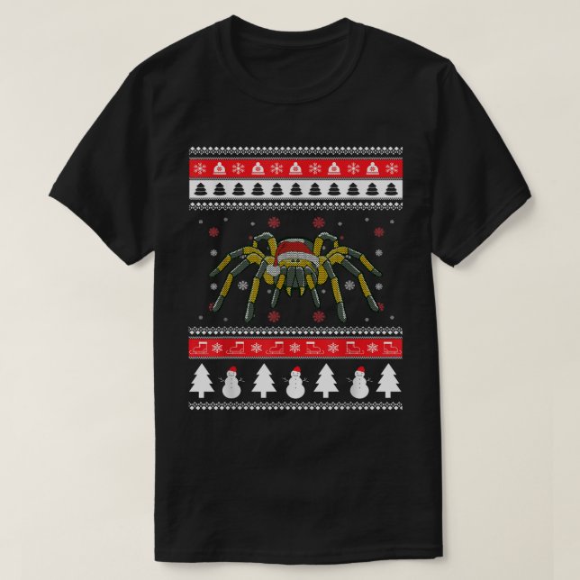 Tarantula Pet Lover Ugly Christmas  T-Shirt (Design Front)