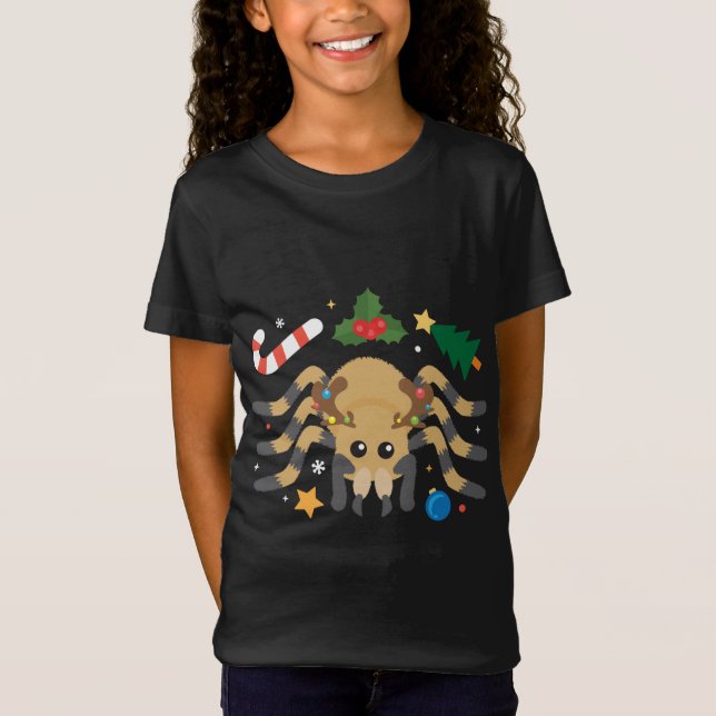 Tarantula Reindeer Funny Cute Spider Owner Christm T-Shirt (Front)