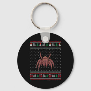 Tarantula Wearing Santa Hat Ugly Xmas Tarantula Lo Key Ring