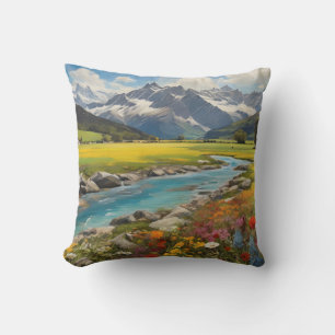 Tarasp With Colorful Wildflowers and Meadows Cushion