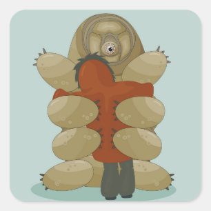 Tardigrade and human's hug square sticker