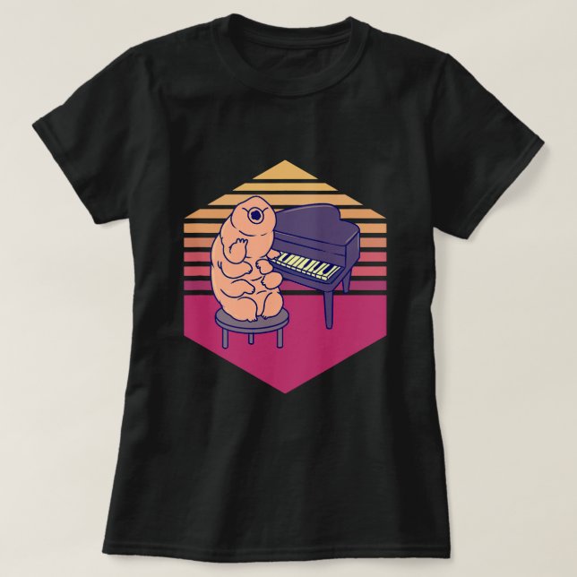 Tardigrade Playing Piano Vintage T-Shirt (Design Front)