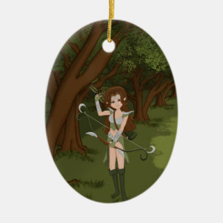 Taren the Archer Warrior Elf Girl Ceramic Ornament