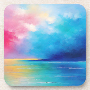 “Tarfarran” Pink and Blue Landscape Seascape Coaster
