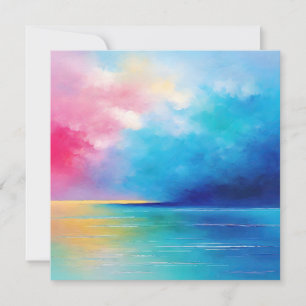 “Tarfarran”  Pink and Blue Landscape Seascape Holiday Card