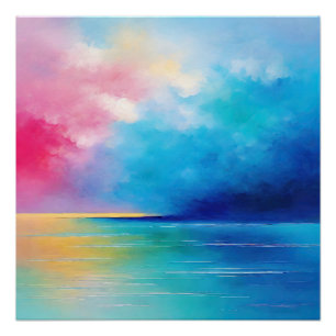 “Tarfarran” Pink and Blue Landscape Seascape Poster