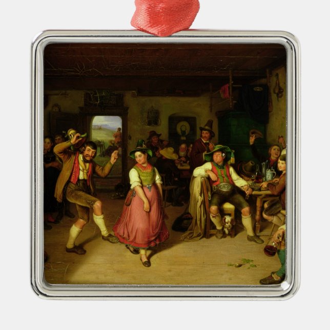 Target Shooting and Dancing in Oberbayern, 1841 Metal Tree Decoration (Front)