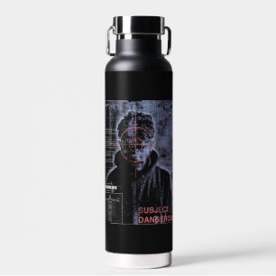 Targeted - Techno-Brutalist Streetwear Design Water Bottle