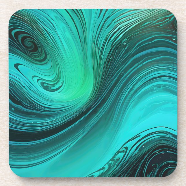 "Tarifa" Blue Swirls Waves Coaster (Front)