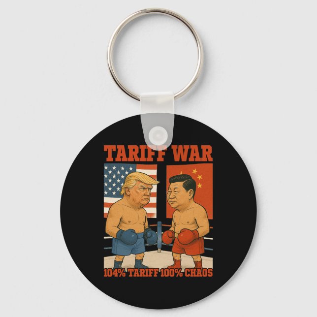 Tariff War Funny Trump Vs Xi Jinping Boxing Match  Key Ring (Front)