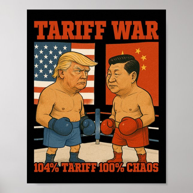 Tariff War Funny Trump Vs Xi Jinping Boxing Match  Poster (Front)