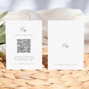 Tarjeta Confirmación Boda Boho Minimalista QR Enclosure Card